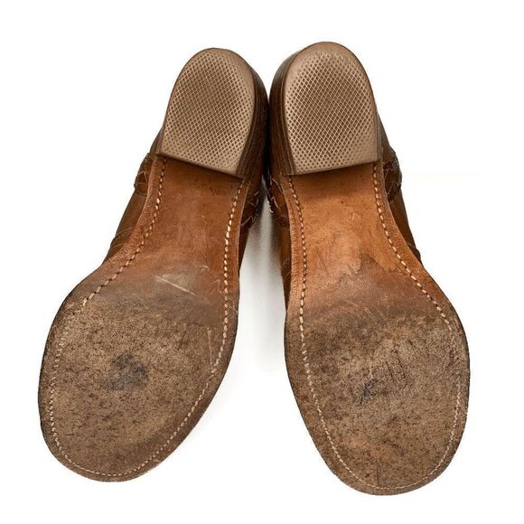 Frye Sabrina Braided Knee High Tall Heeled Leather Boots Size 6 Cognac Brown - Picture 8 of 8